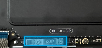 Screenshot that shows removing the screw that secures the motherboard steel bracket to the enclosure using a 3IP Torx-Plus driver.
