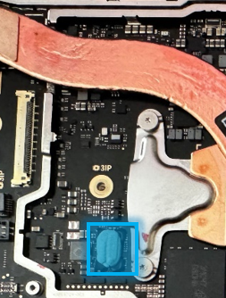 Screenshot that shows applying thermal paste equal to two tick marks onto the component.