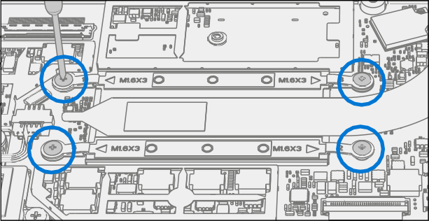 Screenshot that shows securing the thermal module with screws.