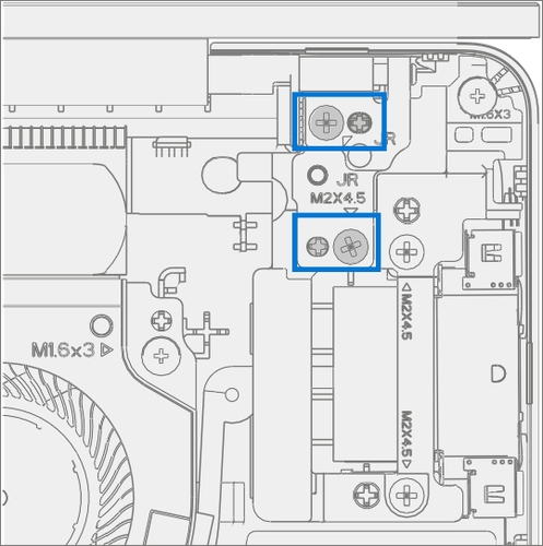 Screenshot that shows removing the right AB-Cover hinge screws to make space for bracket removal.