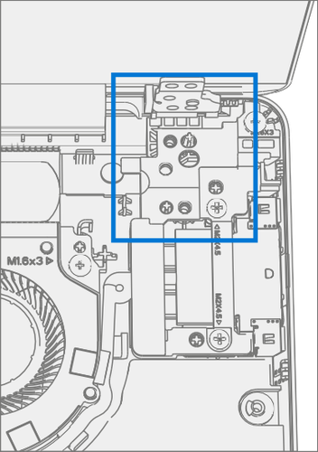 Screenshot that shows hinge screw removal during Surflink replacement.