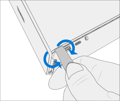 Screenshot that shows rotating the opening tool at the hinge corner to release a snap.
