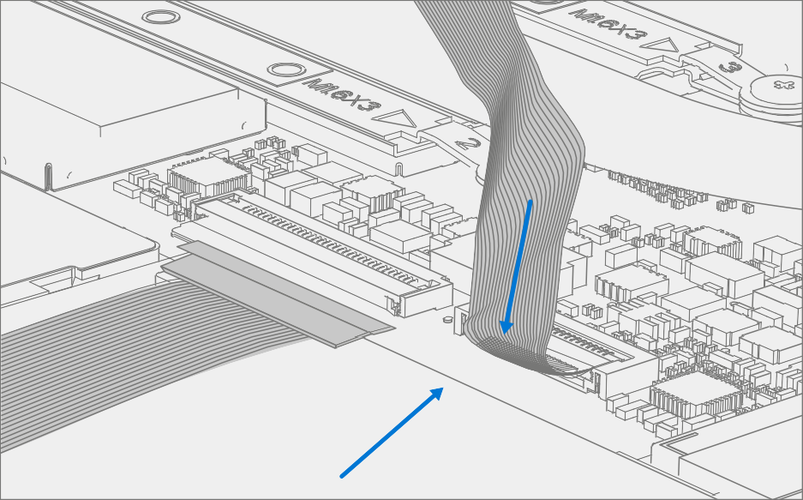 Screenshot that shows sliding the C-Cover FPC into the mainboard connector and pressing the locking tab.