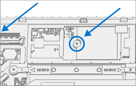 Screenshot that shows prying up the SSD shielding cover to access the rSSD screw.