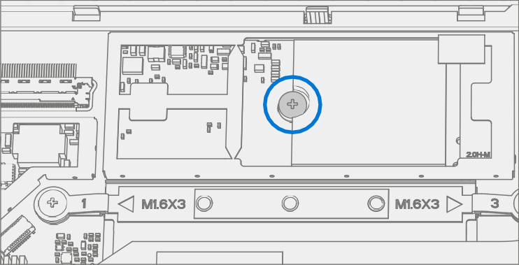 Screenshot that shows installing the new rSSD screw with a PH00 screwdriver until snug and seated.