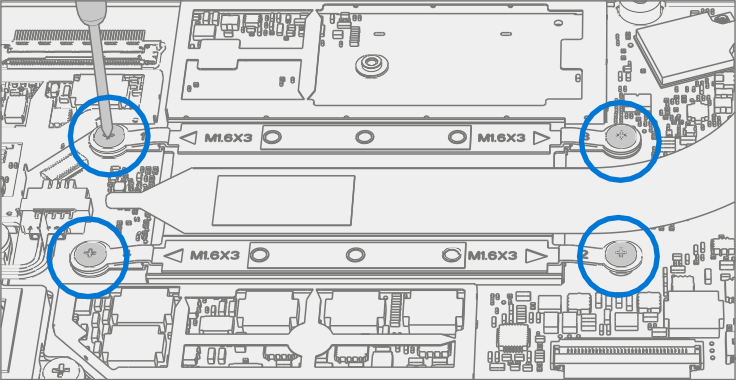 Screenshot that shows removing the thermal module (heatsink) screws with a PH00 screwdriver.