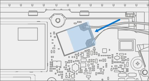 Screenshot that shows removing the Mylar shield over the antenna connectors.