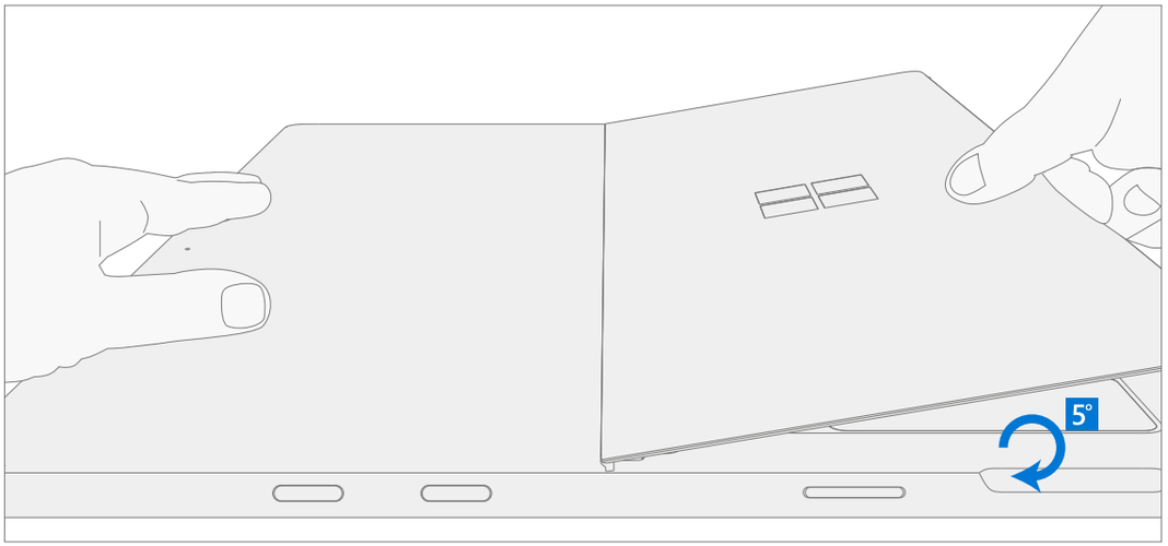 Screenshot that shows slight 5 degree rotational movement freeing kickstand threaded bosses from hinge recesses