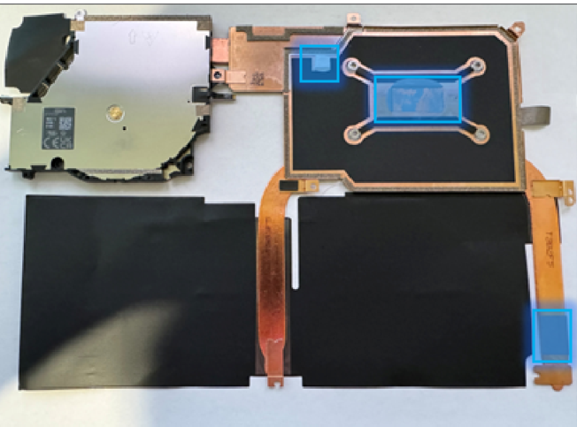 Screenshot that shows thermal module underside areas to clean if reusing component