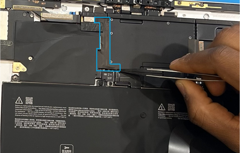 Screenshot that shows removing Conductive Tape 2 from the T3 shield lid using ESD-safe tweezers.