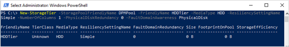 Screenshot of create HDD tier.