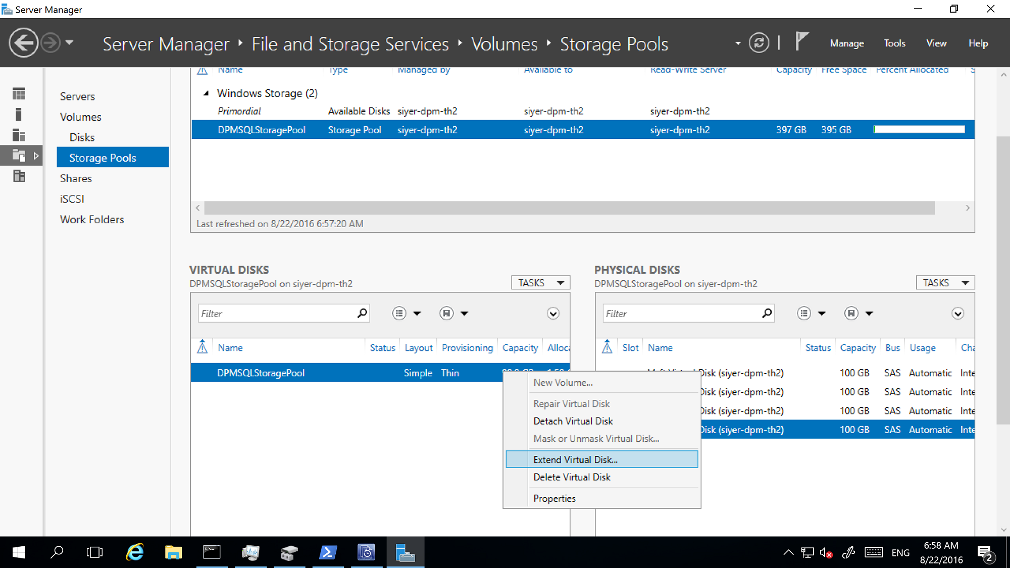 Screenshot of extend virtual disks.