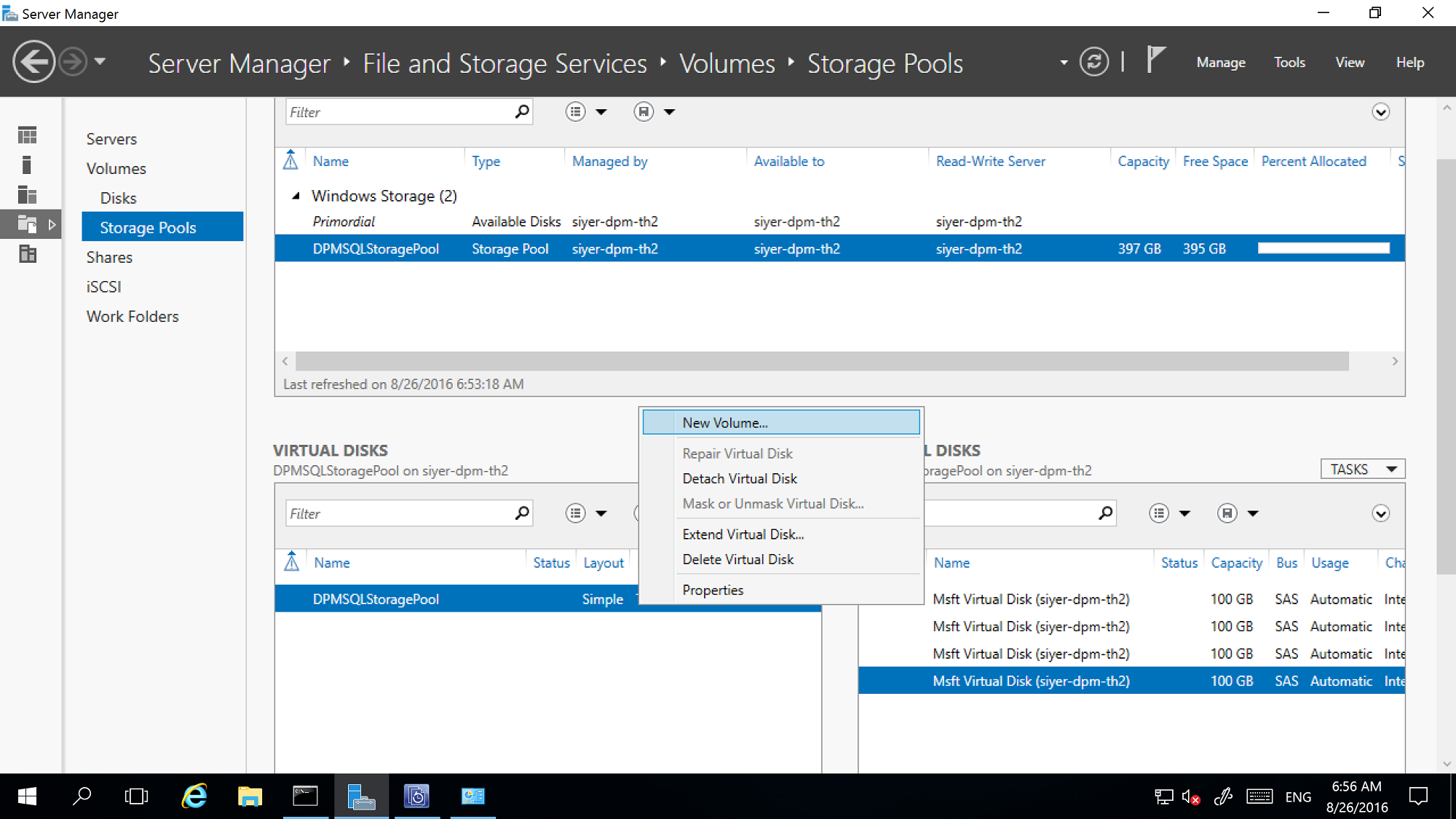 Screenshot of create volume.