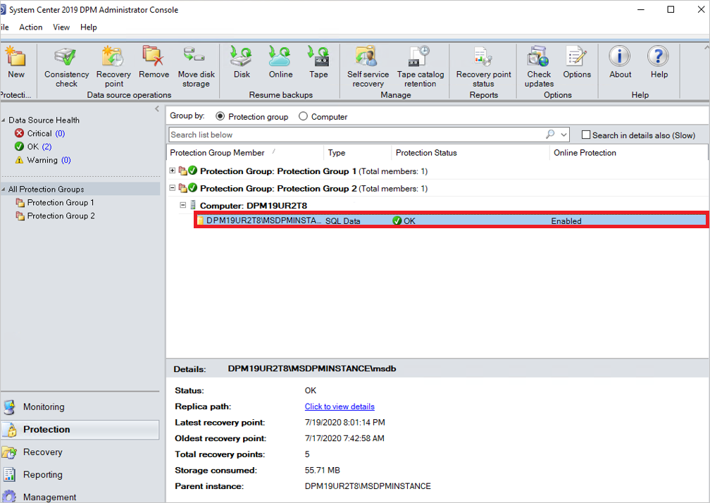 Screenshot of Select target workload.