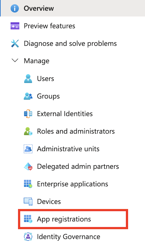 Screenshot showing the menu of Microsoft Entra ID on the Azure portal.
