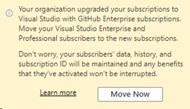 Screenshot of the message asking owners to move subscribers to the new subscriptions with GitHub. Move existing subscribers to GitHub