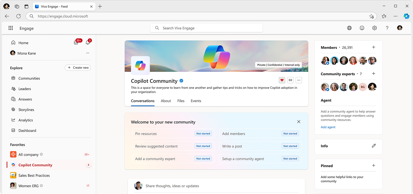 Screenshot that shows the Copilot community page, with its checklist of community tools.