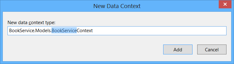 Captura de pantalla del cuadro de diálogo Nuevo contexto de datos que muestra el nombre predeterminado en el campo Nuevo tipo de contexto de datos.