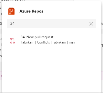 Captura de pantalla que muestra la notificación de Teams de una solicitud de incorporación de cambios.