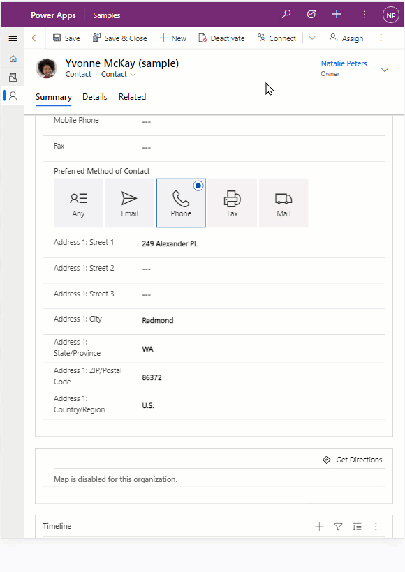Captura de pantalla del componente de campo de aplicación controlada por modelos ChoicesPicker con iconos junto a valores de elección.