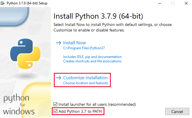 Instalación de Python 3.7 - Añadir Python 3.7 al PATH