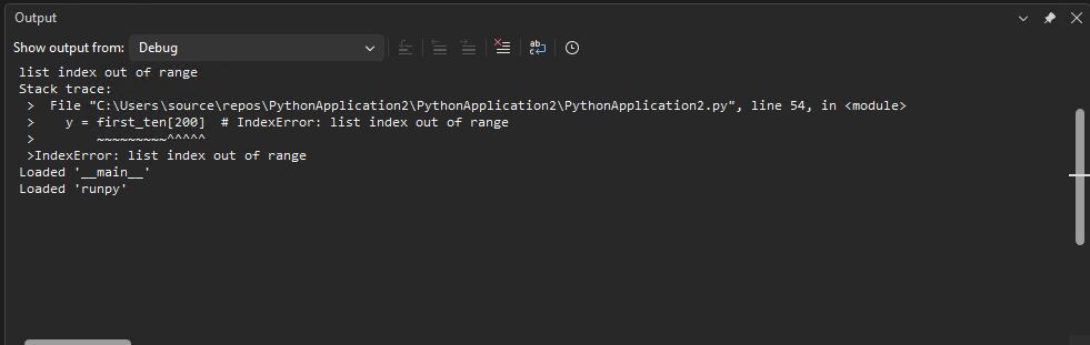 Captura de pantalla donde aparece la salida del registro del depurador en la ventana de salida de Visual Studio.