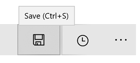 Captura de pantalla de un botón con un icono de disco y una información sobre herramientas que incluye el texto predeterminado Guardar, al que se le ha añadido entre paréntesis la combinación de teclas de acceso rápido Ctrl+S.