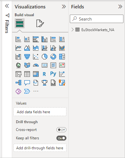 Screenshot del riquadro Campi che mostra i dati caricati.