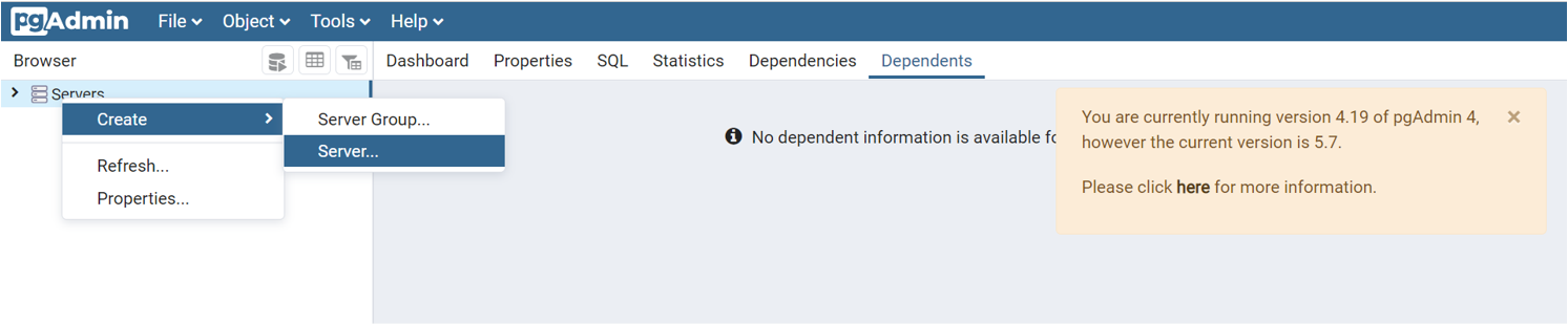 PG 管理ツールを使用して Azure Database for PostgreSQL サーバーに接続するプロセスを示すスクリーンショット。