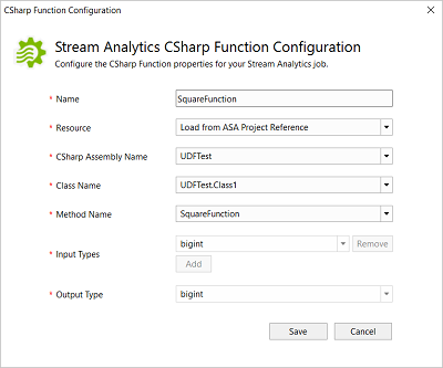 Stream Analytics C# 関数構成 Visual Studio