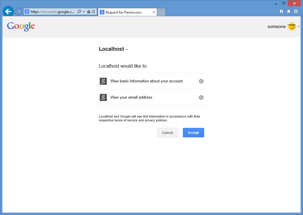 Google のアクセス許可の画像