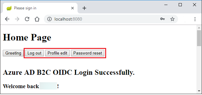 Web アプリのログインに成功しました。