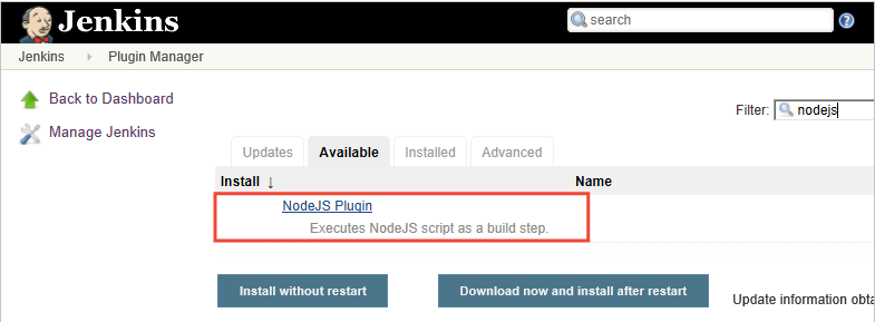 NodeJS プラグインを Jenkins に追加する