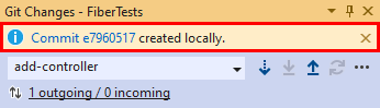 Visual Studio の [Git の変更] ウィンドウの [コミットの詳細] リンクを示すスクリーンショット。