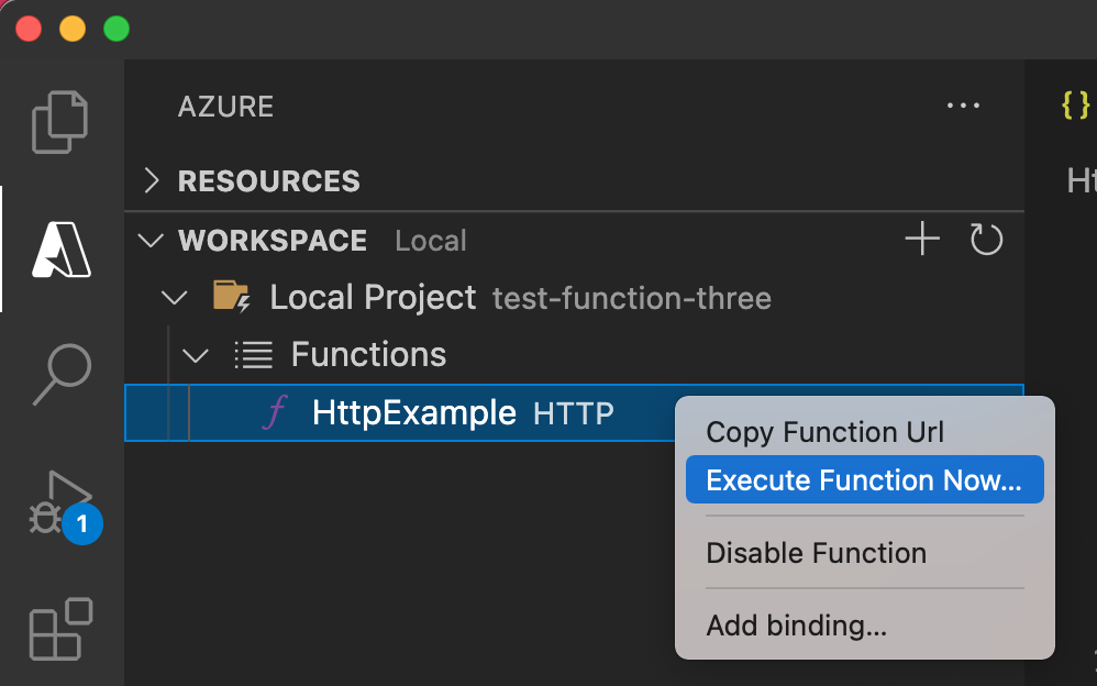Visual Studio Code での今の実行関数のスクリーンショット。