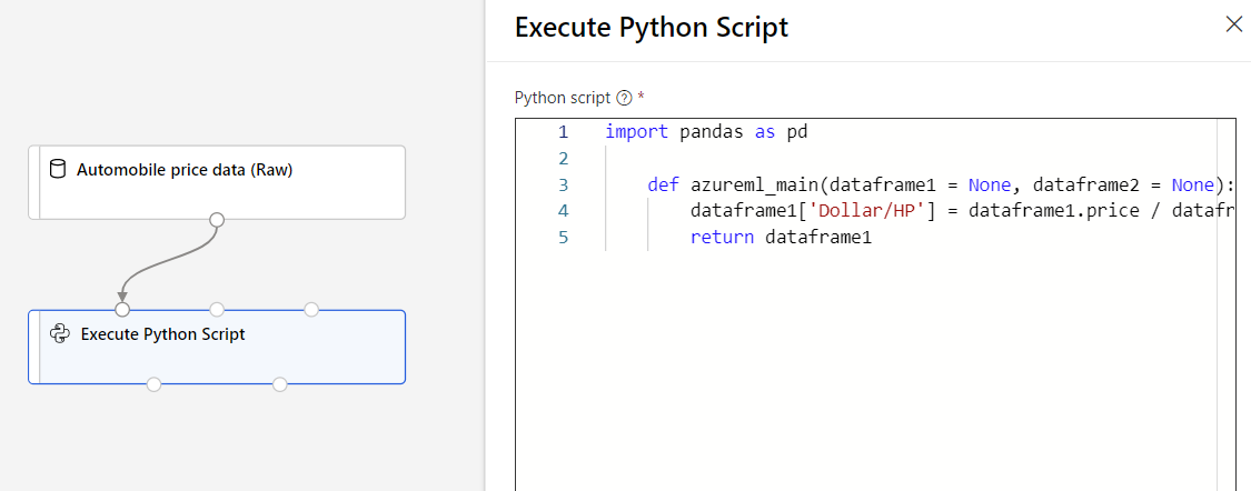 Python の実行パイプラインを示すスクリーンショット。