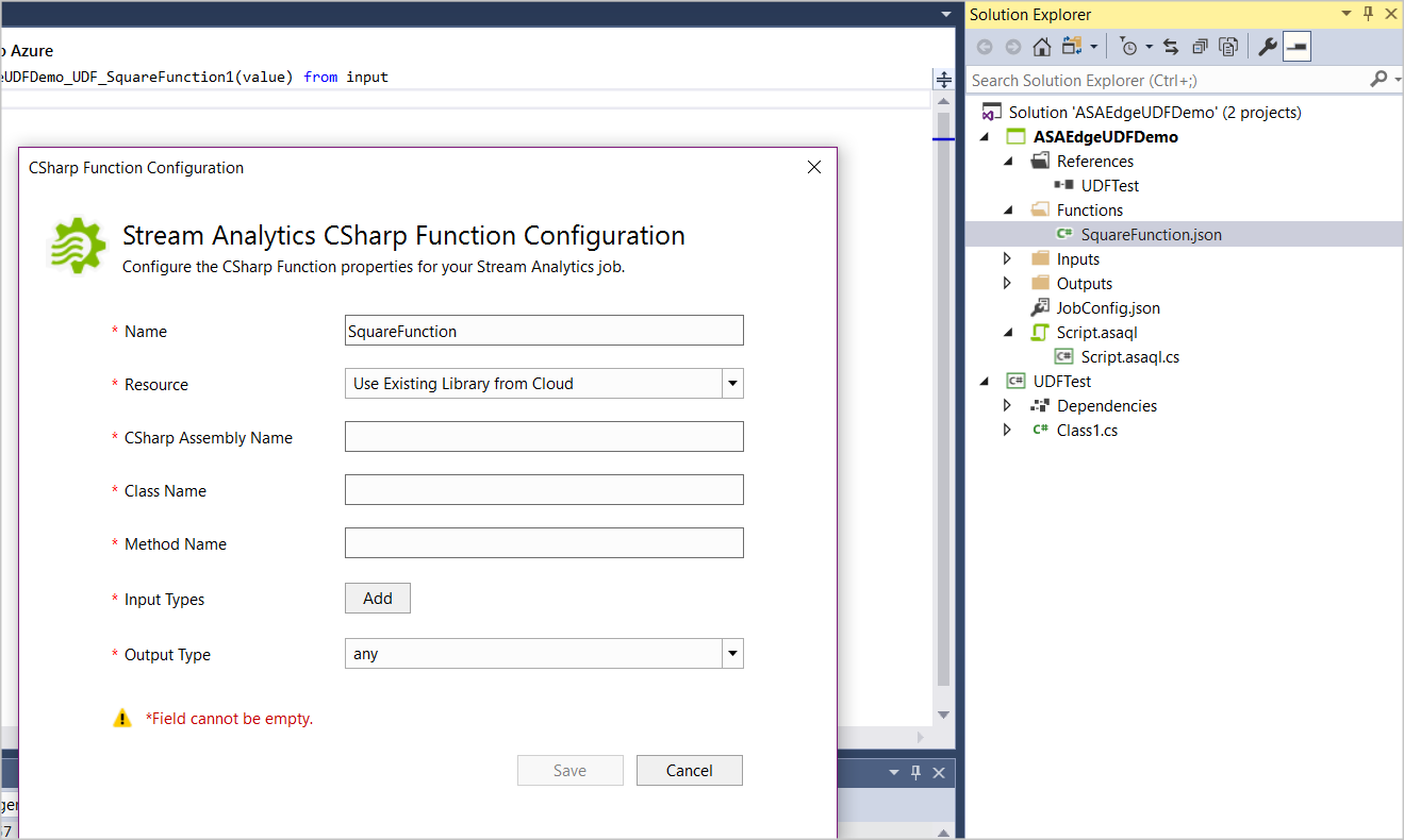 Visual Studio での C シャープ関数の構成