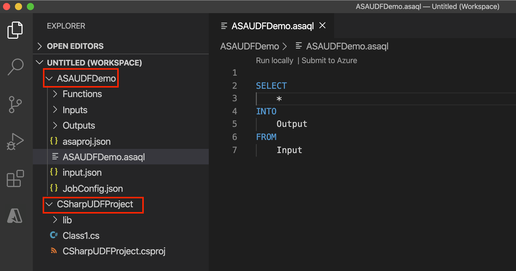 Visual Studio Code の Azure Stream Analytics プロジェクト