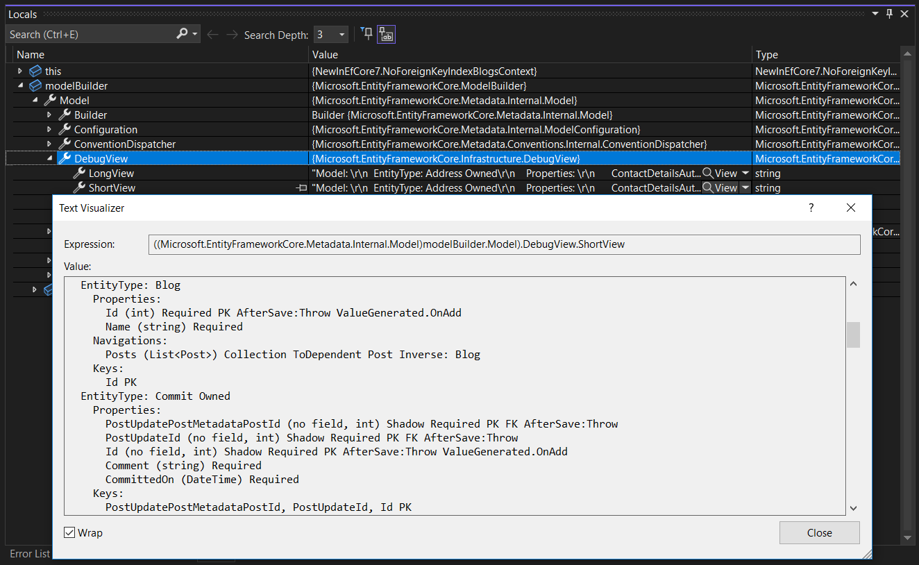 Visual Studio デバッガーからのモデル ビルダー デバッグ ビューへのアクセス