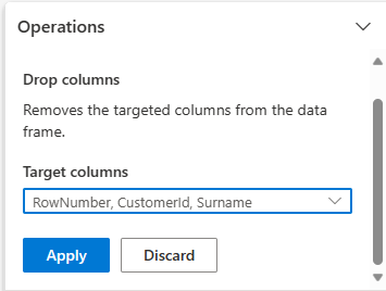 スクリーンショットは、Data Wrangler の列の削除を示しています。
