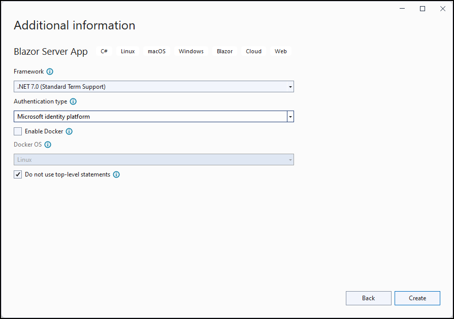 認証の種類 を Microsoft ID プラットフォーム に設定する
