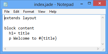 index.jade ファイルの内容。