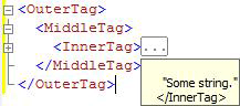 非表示のコードを示すヒントを含む XML コード