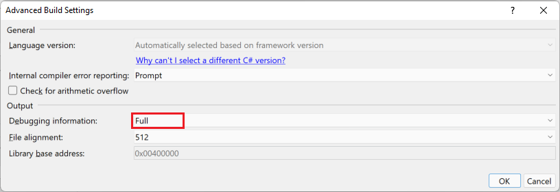 C#のビルド用にPDBを生成