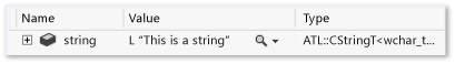 StringView ビジュアライザーを使用した CStringT データ