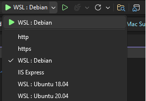起動プロファイルの一覧に複数の WSL 起動プロファイルを示すスクリーンショット。