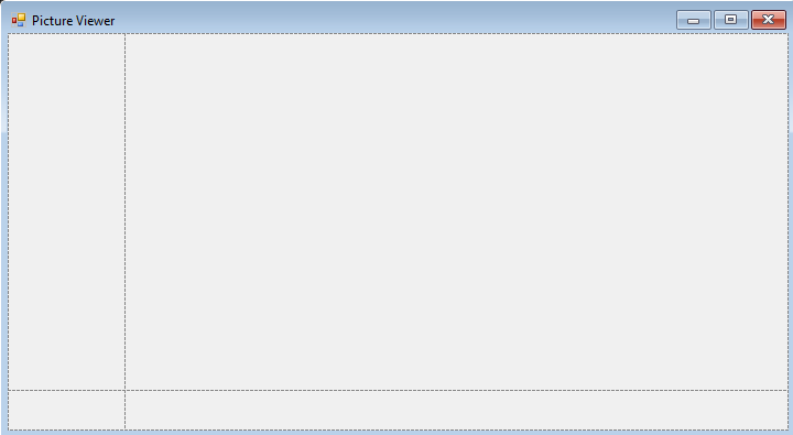 TableLayoutPanel のサイズが変更されたフォームを示すスクリーンショット。