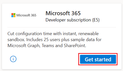 Microsoft 365 Developer サブスクリプション タイル