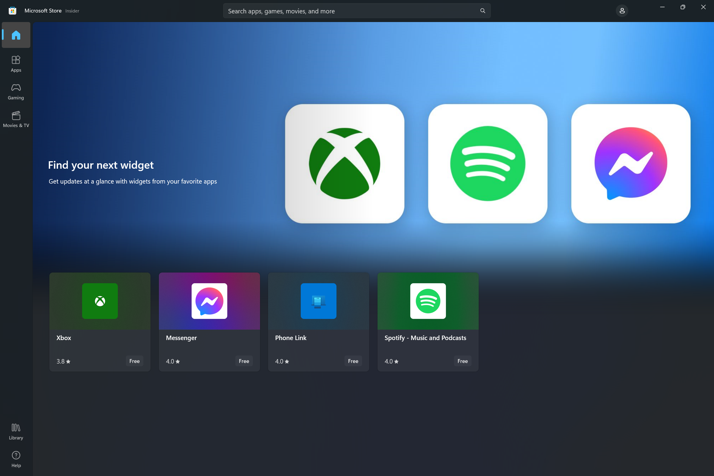 Microsoft Storeの画面の画像には、Windowsウィジェットを特徴とするアプリをユーザーが発見できるウィジェットコレクションが表示されています。