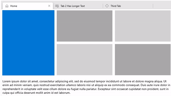 の TabView コントロールにホバーして
